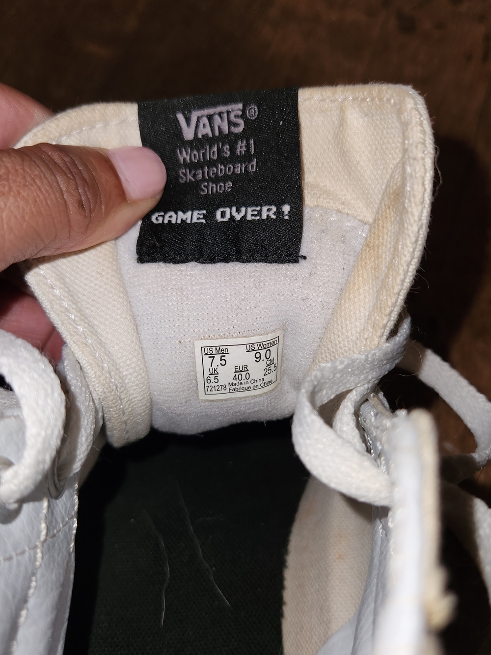 Vans Kids White Skate Shoe - "Game Over"